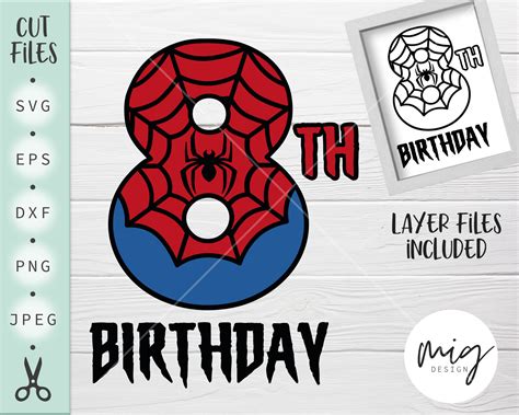 8th Birthday Spiderman Svg Spiderman Birthday Svg Eight - Etsy Australia