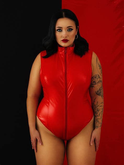 red plus size latex bodysuit 4x vinyl body one piece sexy xl bodysuit latex opencrotch vinyl