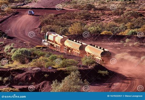 Elevated View of a Roadtrain Hauling Fuel Stock Image - Image of