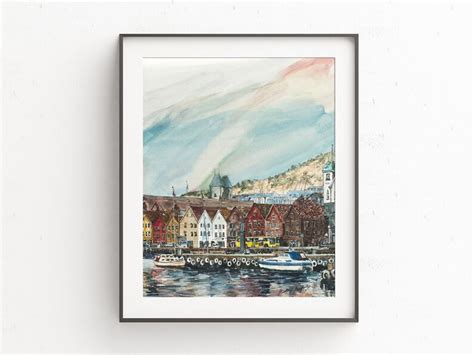 Bergen Norway Bergen Artwork Norway Artwork Fine Art Print Etsy