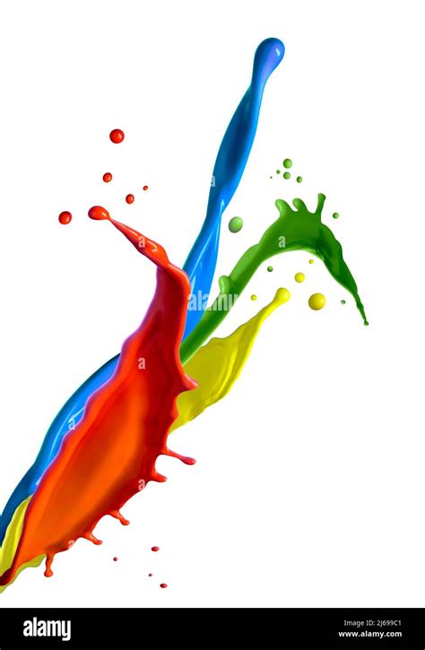 Multicolored Paint Splashes On White Background Stock Photo Alamy