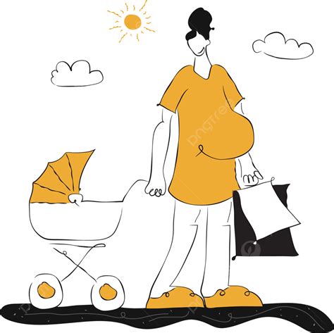 Gambar Ilustrasi Ibu Hamil Dan Kereta Bayi Wanita Hamil Kereta Bayi