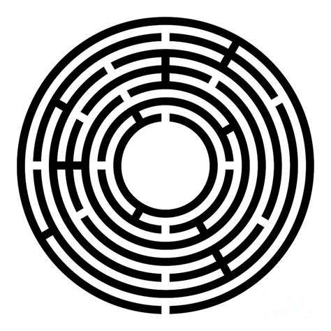 Small Black Circular Maze Radial Labyrinth Digital Art By Peter Hermes
