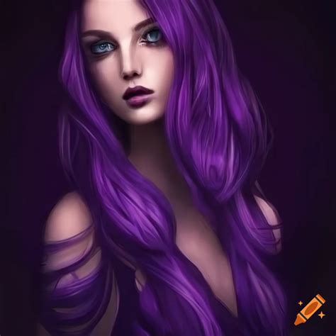 Woman With Stunning Purple Hair And Eyes