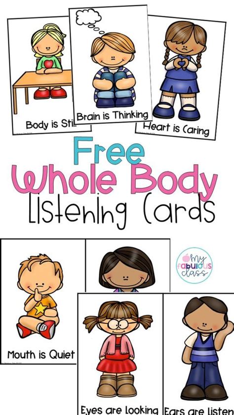 Free Whole Body Listening Cards Classroom Management Ideas Classroom