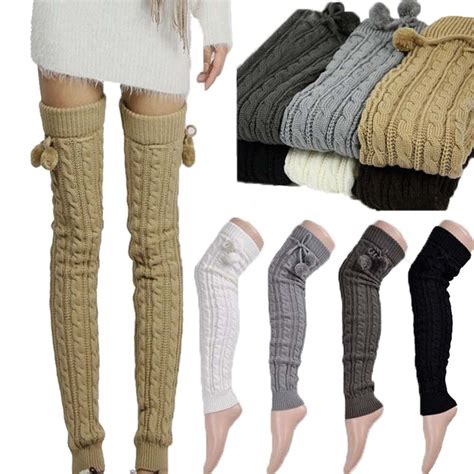 new women sexy warm classic leg warmers knitting casual knee footless autumn winter thigh high