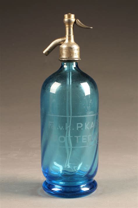 Antique French Blue Glass Millon And Dubois Eaux Gazeuses Soda Water Bottle Circa 1910s Eve Of