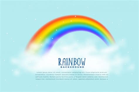 Realistic Rainbow And Clouds Background Free Vector
