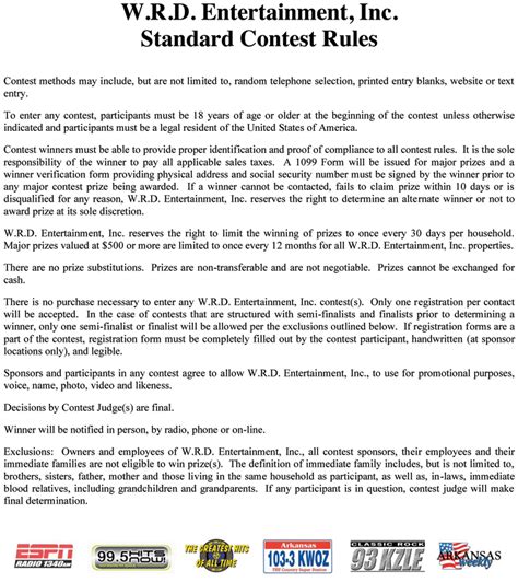 Contest Rules Free Printable Documents