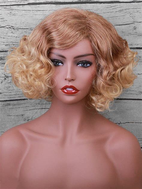 62 Off Short Inclined Bang Shaggy Curly Colormix Synthetic Wig Rosegal