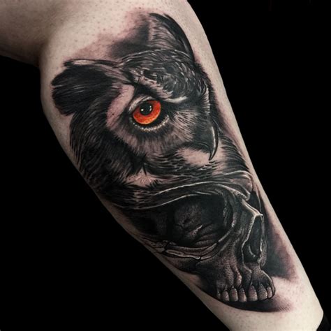 I'm sorry, that was funny. Owl/skull tattoo by Paul Naylor, Infernal Rites Tattoo ...