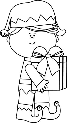 Presents clipart black and white vector graphics (3769 results ). Black and White Girl Christmas Elf with Gift Clip Art ...