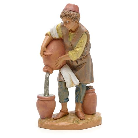Encontre lindos modelos de artesanatos em ferro para decorar a sua casa e o seu jardim. Pastor com ânforas 12 cm Fontanini | venda online na HOLYART
