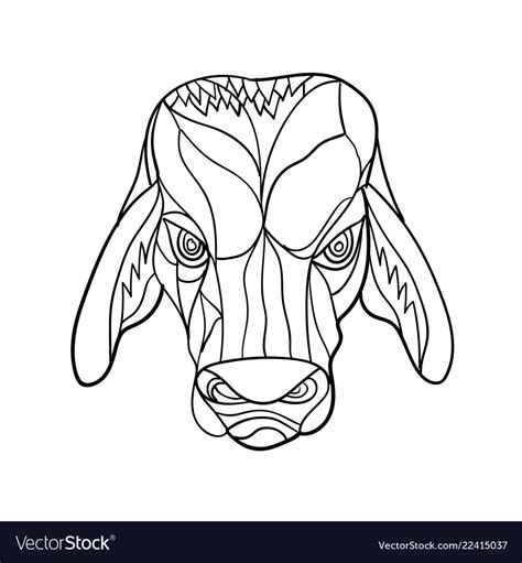 Brahma Bull Head Mosaic Black And White Royalty Free Vector