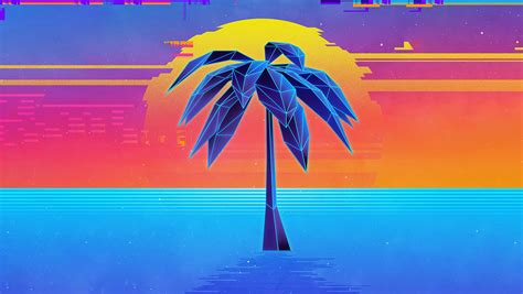 1360x768 Palm Tree Retro Synthwave 4k Laptop Hd Hd 4k Wallpapers