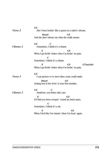 Sundown Guitar Chords