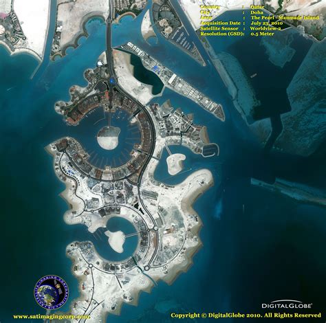 Satellite Image Of The Pearl Qatar A Man Made Island In Doha Qatar