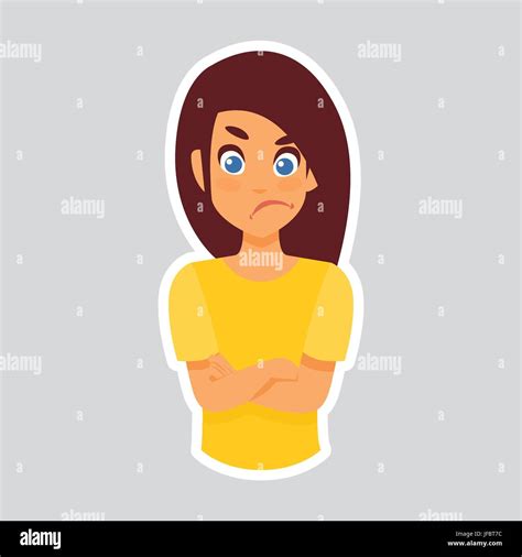 Girl Sad Disappointed Sticker For Messenger Label Icon Colorful Logo