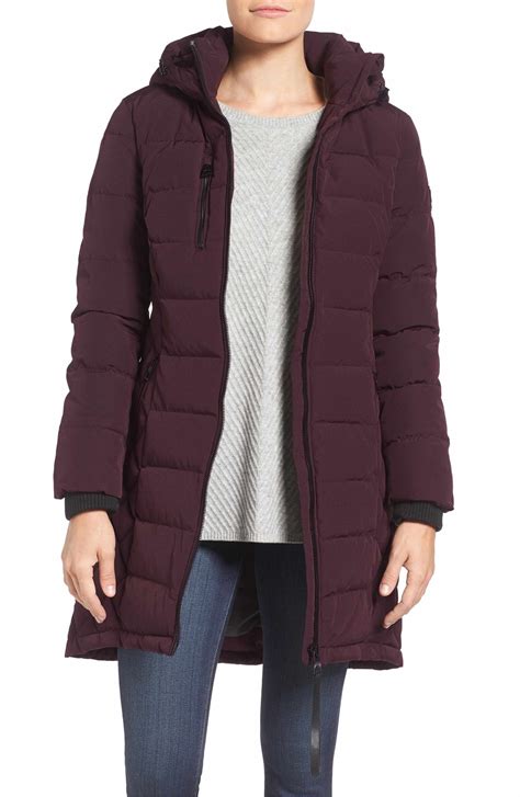 Main Image Guess Quilted Hooded Puffer Coat Cold Weather Activities Puffer Coat Knit Cuff