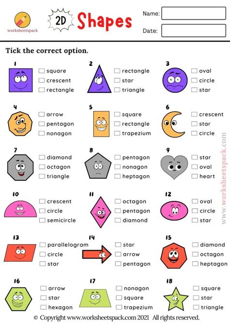 2d Shapes Quiz Shape Vocabulary Picture Test Printable And Online
