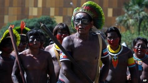 Brazil Indigenous Tribes Protest Against Amazon Dam Bbc News