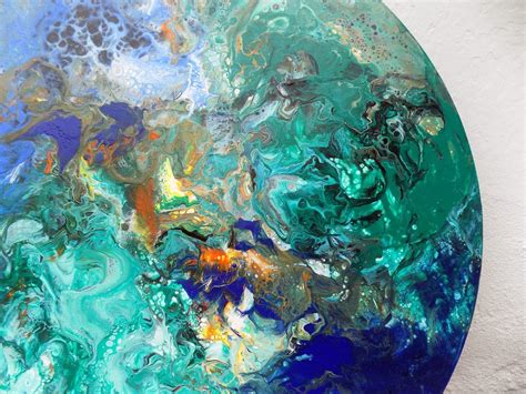 Large Abstract Round Painting 80x80 Cm Peace Acrylic Painting By