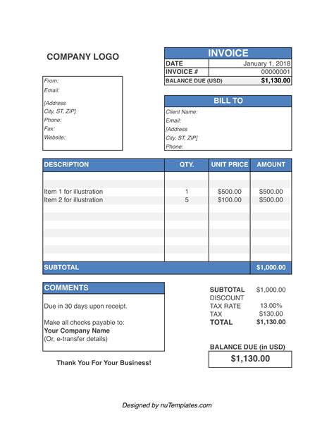 Simple Invoice Template Simple Invoices Nutemplates