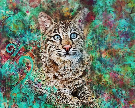Bobcat Painting Wildlife Artwork Lynx Watercolor Flint Etsy