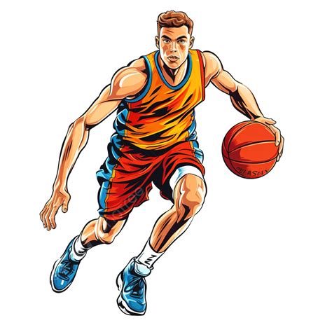 Basketball Player Dribbling Ball Retro Basketball Player Sport Png