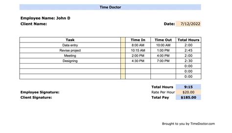 Free Daily Timesheet Template Excel Pdf Word