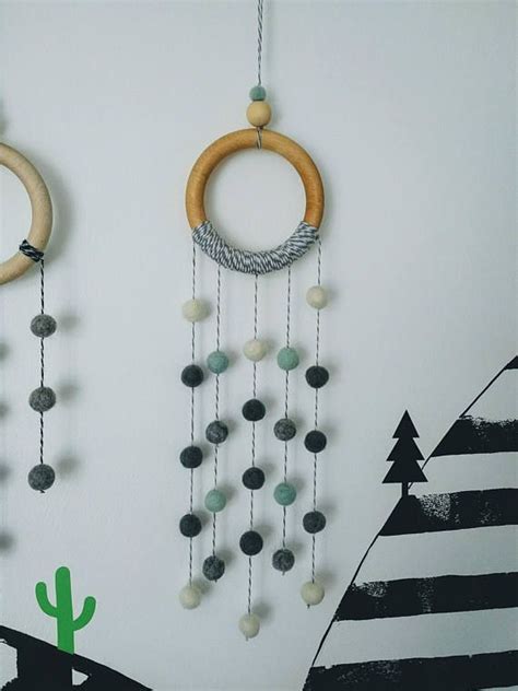Dream Catcher Large Felt And Wood Wooden Hanging Wooden Etsy Wood
