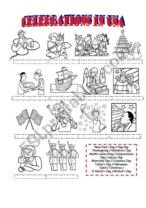 Celebrations In The Usa Worksheet Holiday Worksheets English Lessons