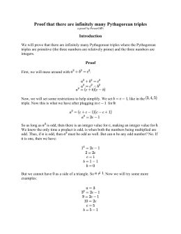 Using the pythagorean common triples, find the missing side (triangles are rarely to scale). Pythagorean Triples Worksheet I