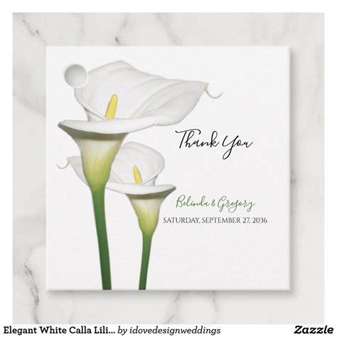 Elegant White Calla Lilies Wedding Gift Favor Tags Zazzle Calla