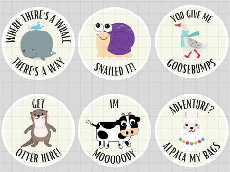 Animal Pun Printable Sticker Png Svg Cute Animalsfun Clip Etsy