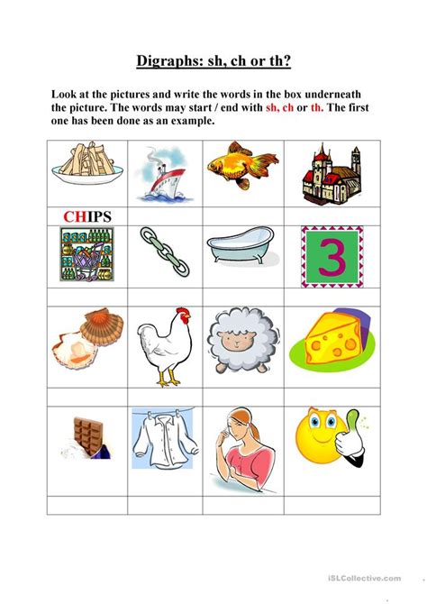Digraphs, SH, CH, TH worksheet - Free ESL printable worksheets made by