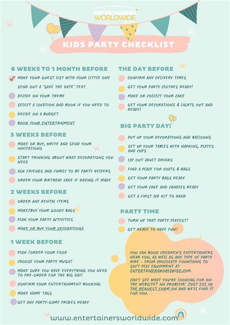 Kids Party Planning Essentials Checklist Download And Complete Party