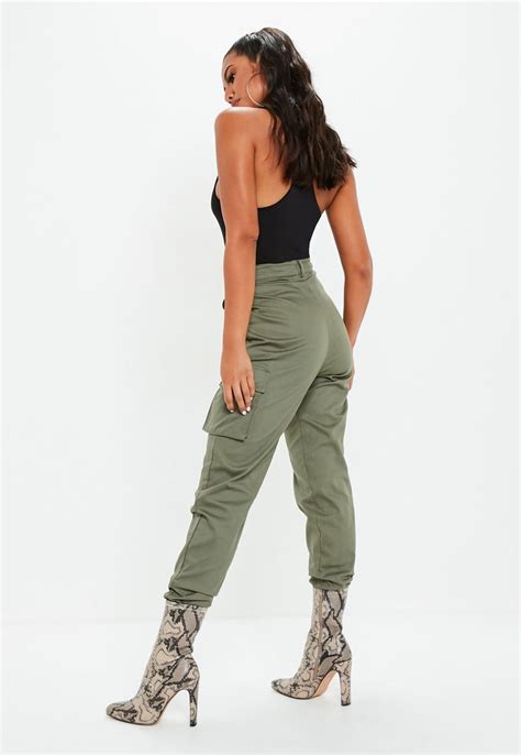 Khaki Plain Cargo Trousers Missguided Cargo Trousers Trousers