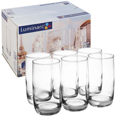 6 pcs tall 330ml luminarc drinking glasses tumblers whiskey cocktail t set ebay