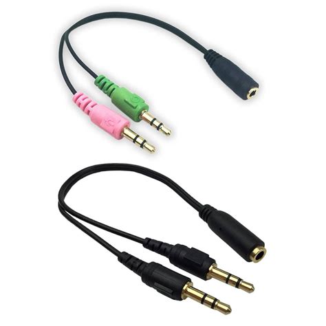 AUX 3 5mm Stereo Mic Splitter Cable Female To Male Headphone Microphone