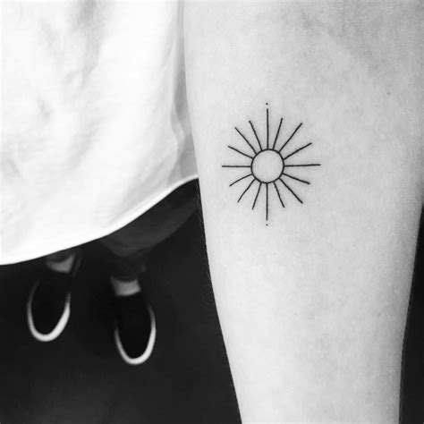 Minimalist Sun Tattoo By Anna Reh Sun Tattoos Subtle Tattoos Nature