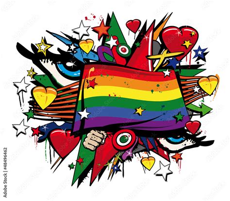 Rainbow Peace Gay Pride Flag Graffiti Pop Art Illustration Stock