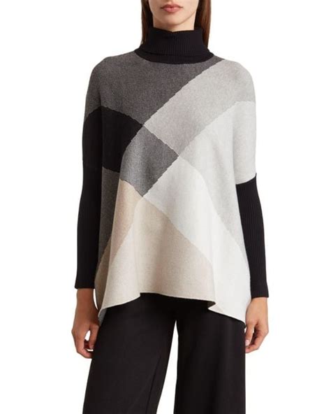 Joseph A Oversize Colorblock Turtleneck Sweater In Gray Lyst