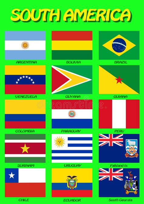 South American Flags Vector Stock Vector Illustration Of Colors