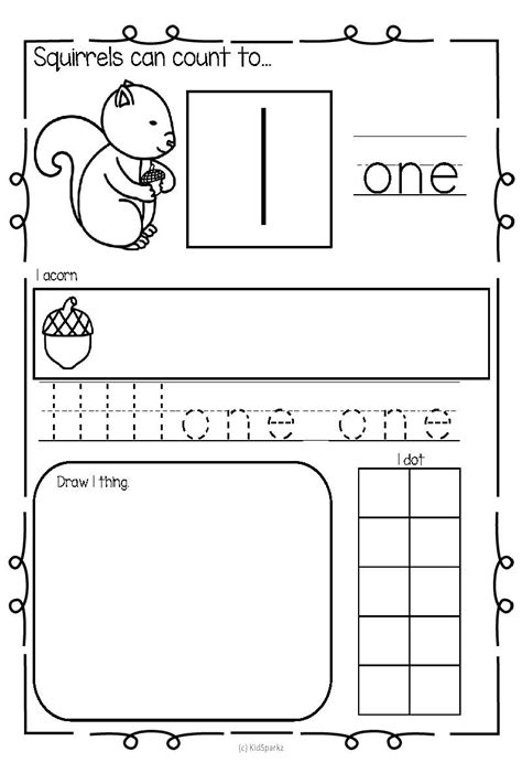 Squirrels Number Practice Printables Fall Recognition Tracing