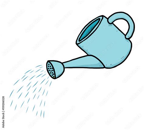 Watering Pot Cartoon Vector And Illustration Hand Drawn Style Isolated On White Background