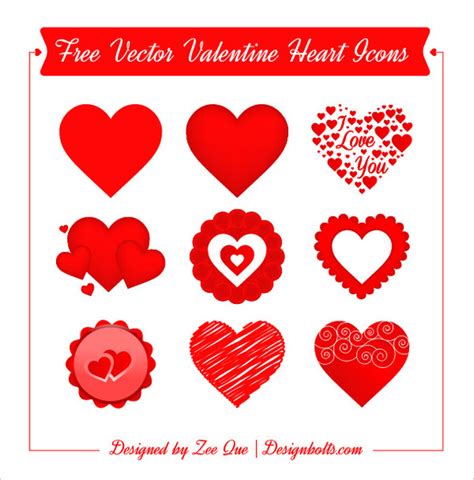 Free Vector Valentine Heart Icons Vectors Graphic Art Designs In