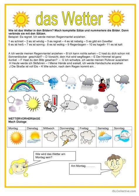 Das Wetter: Deutsch DAF Arbeitsblätter pdf & doc