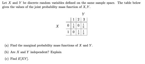 Solved Let X And Y Be Discrete Random Variables Defined On Chegg