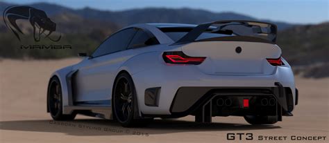Phần đuôi xe với cánh gió và tấm chắn bùn mở rộng. 2016 Mamba GT3 Street Concept based on the BMW M4
